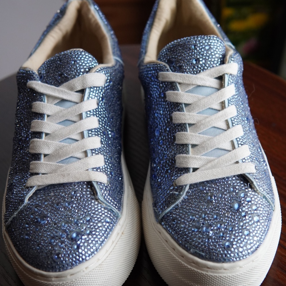 Betsey Johnson ‘SIDNY’ Blue Rhinestone Platform Sneakers